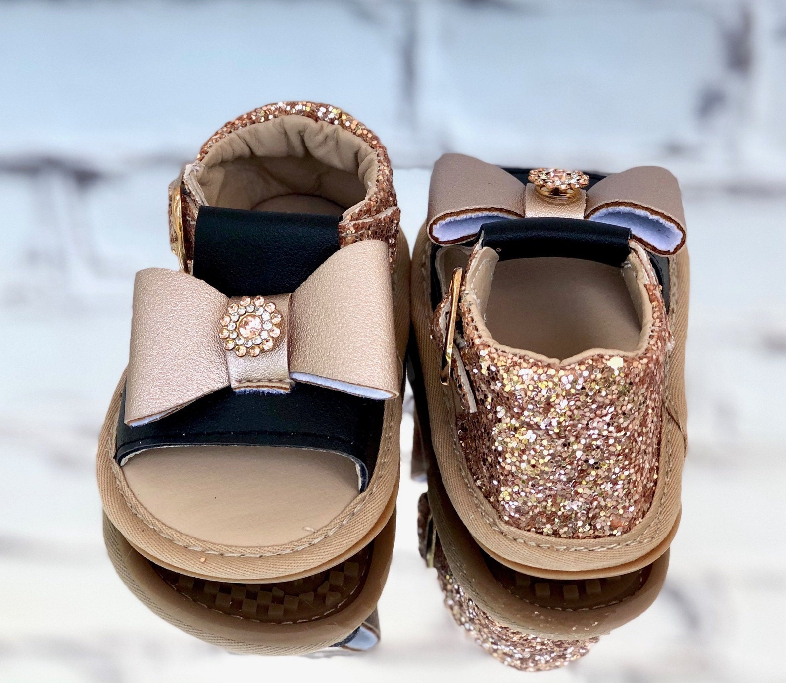 Baby girl rose gold sequin sandals Glitter Baby Sandals 1st Etsy