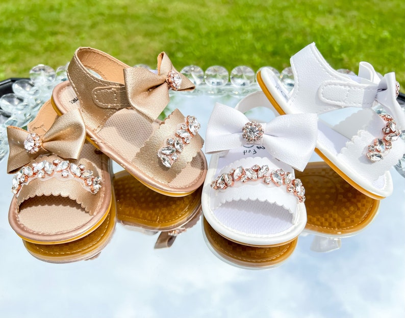 Baby Girl Shimmer Gold Sandals Baby Girl Soft Sole Sandal Etsy
