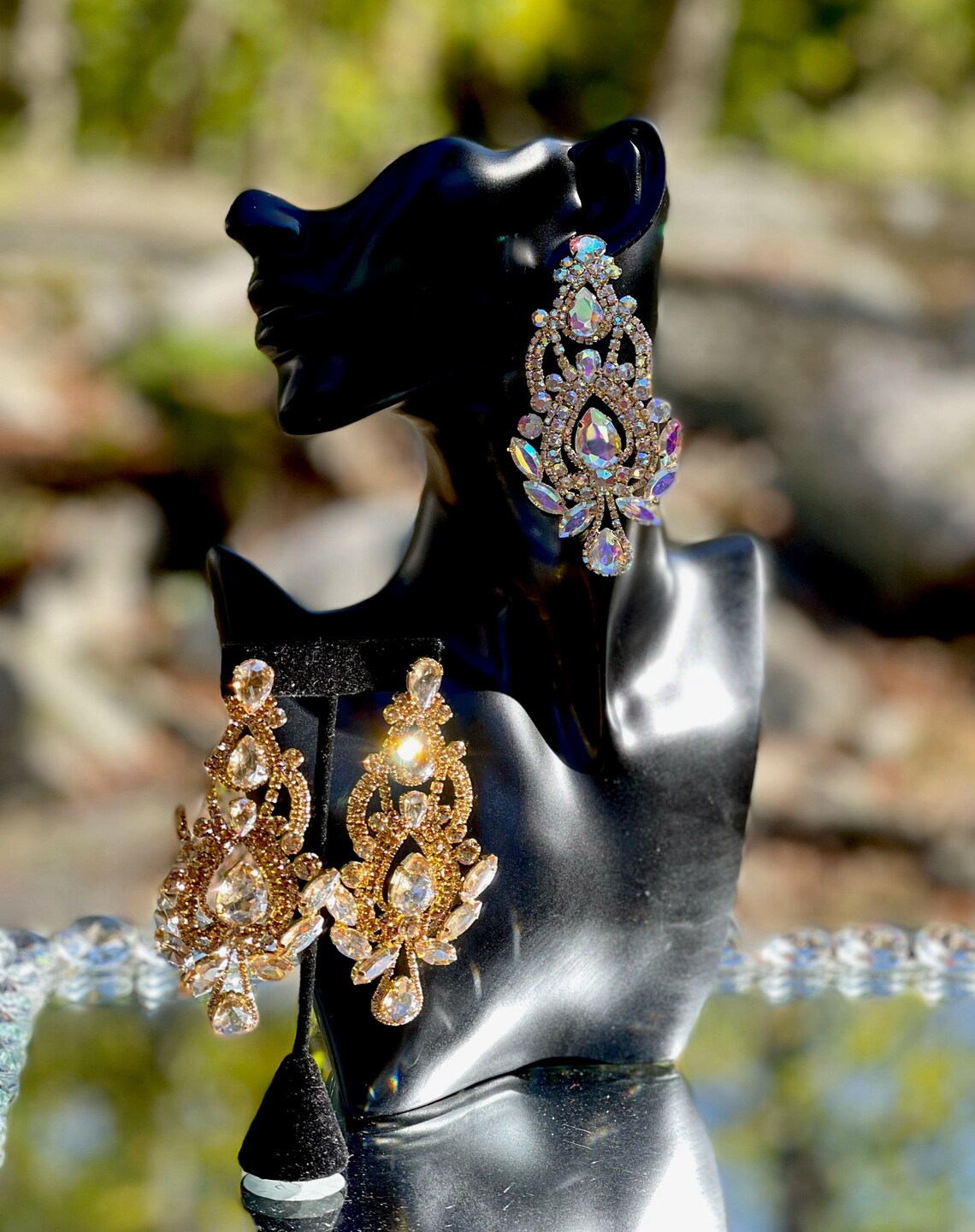 Oversized Pageant Earrings Large Prom Earrings Black Long Etsy