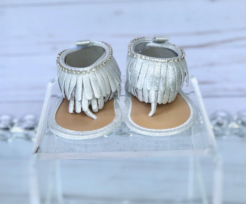 Baby Girl Shimmer Fringe Sandals Baby Girl Soft Sole Sandals Etsy