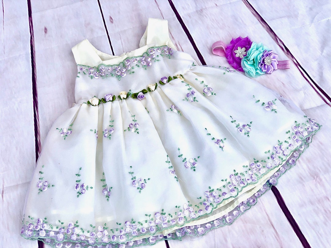 Baby Girl Lavender Dress, Flower Girl Lavender Floral Dress, Lave