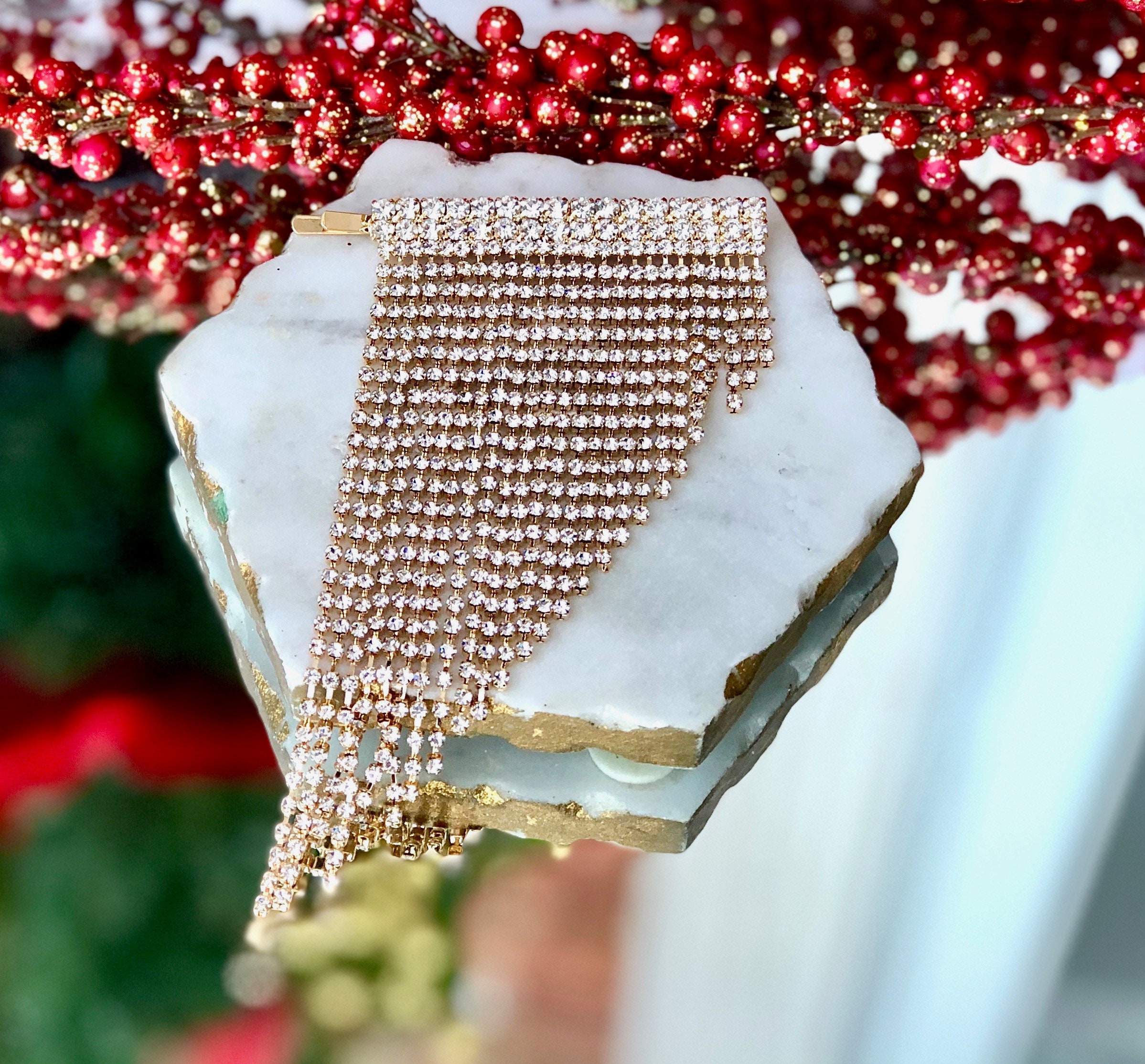 Rhinestone Tassel Hair Pin Bridal Crystal Hair Clip With Etsy