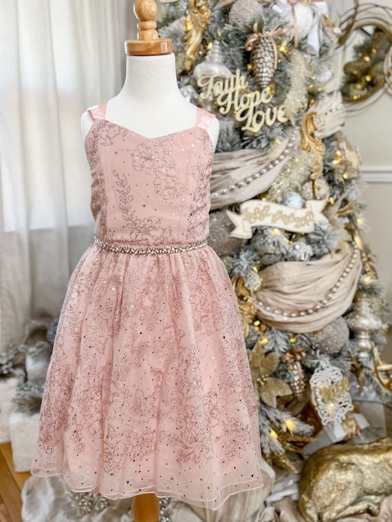Girls pink sequin dress hotsell