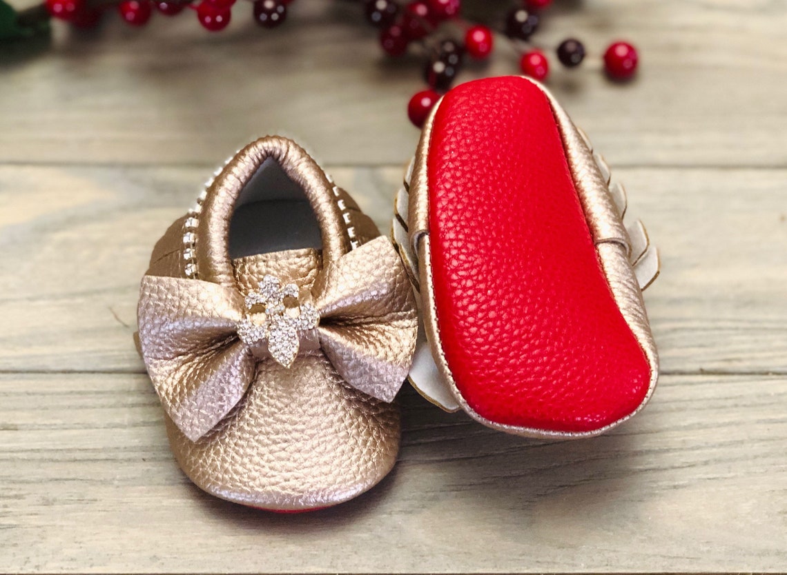Red Bottom Baby girl shoes Baby Girl Red bottom Moccasin Etsy