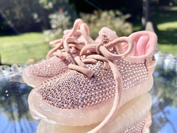 Pink rhinestone sneakers sales