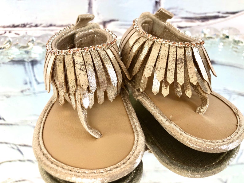 Baby Girl Shimmer Fringe Sandals Baby Girl Soft Sole Sandals Etsy