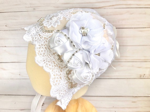Lace Baby Bonnet Baby Girl Christening Bonnet Infant Baptism