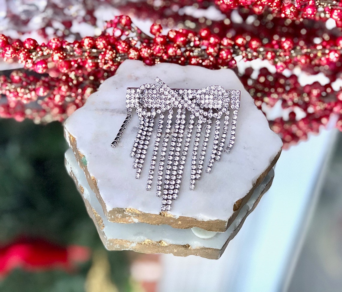 Rhinestone Tassel Hair Pin Bridal Crystal Hair Clip With Etsy