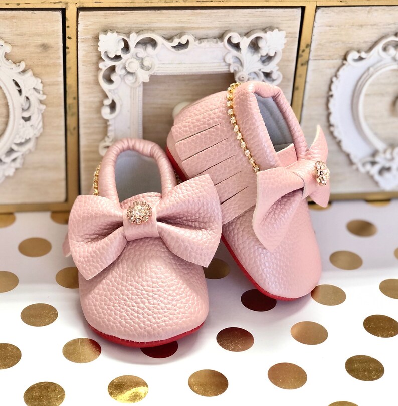 Red Bottom Baby Girl Shoes Baby Girl Red Bottom Moccasin Etsy
