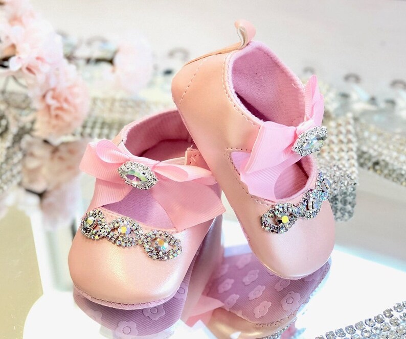 Baby Girl Gold Rhinestone Shoes Baptism Rhienstone Shoes Etsy
