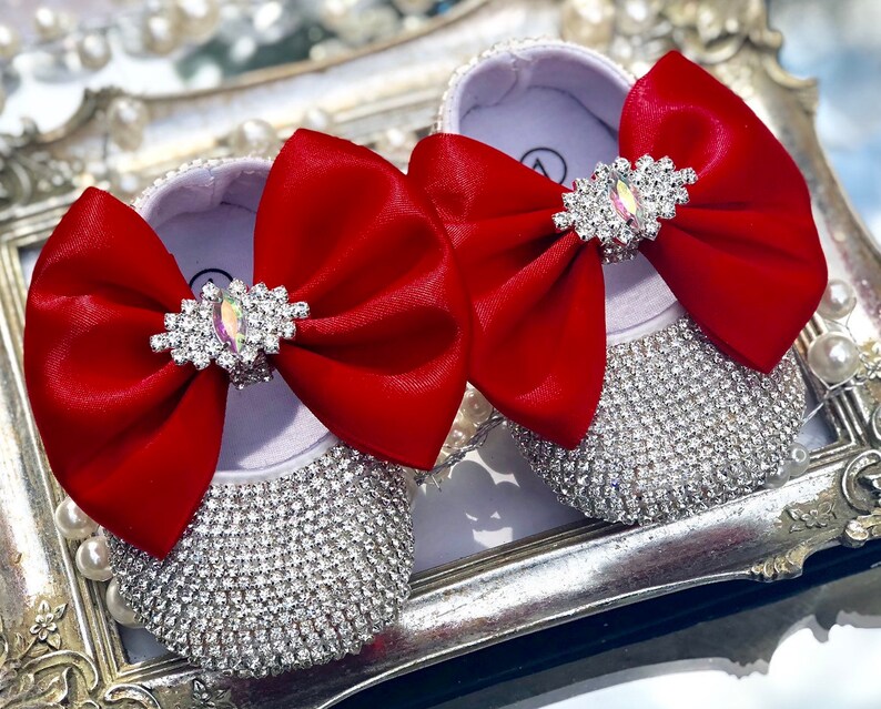 Rhinestone Red Bottom Baby Shoes Rhinestone Baby Girl Red Etsy