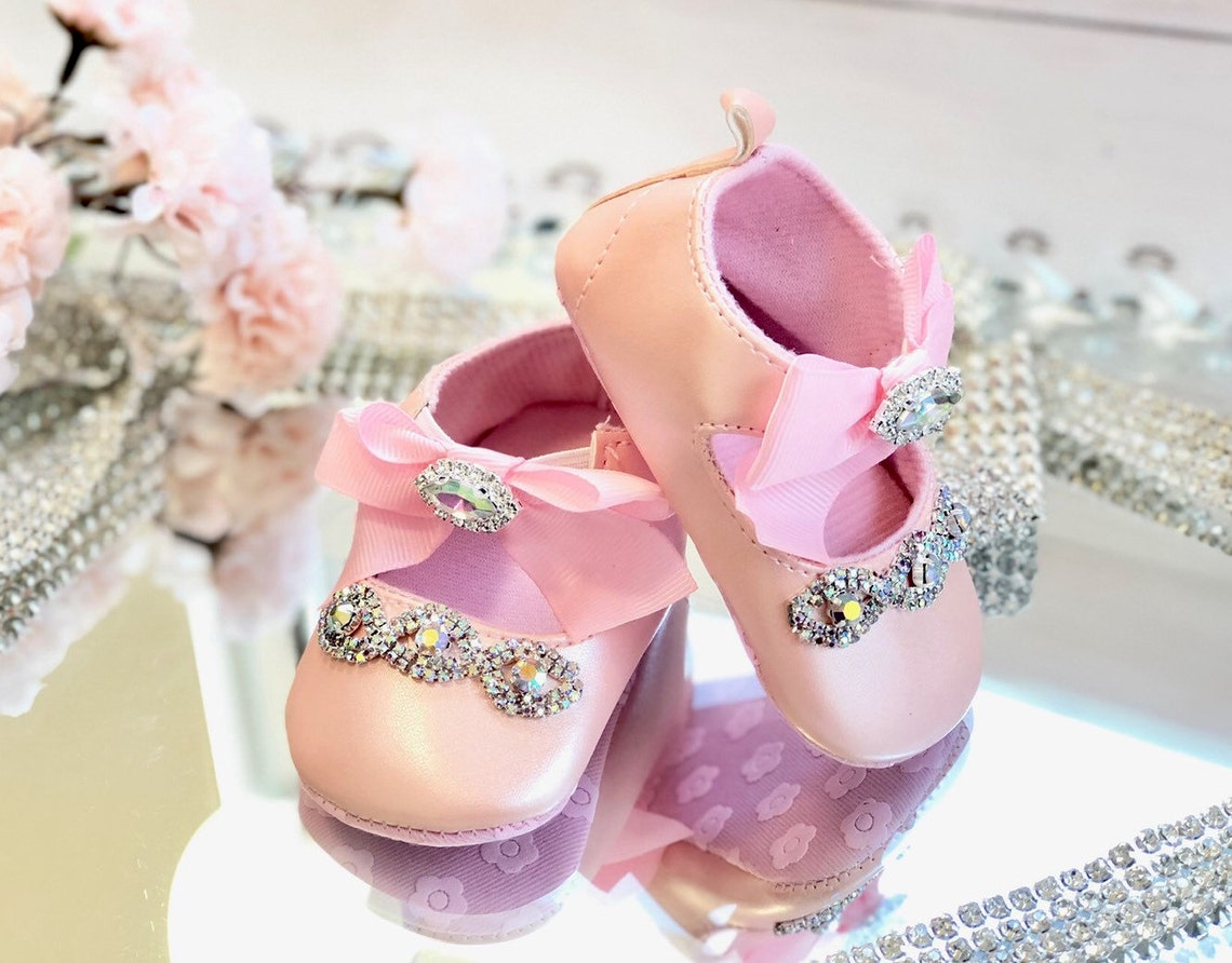 Baby Girl Gold Rhinestone Shoes Baptism Rhienstone Shoes Etsy