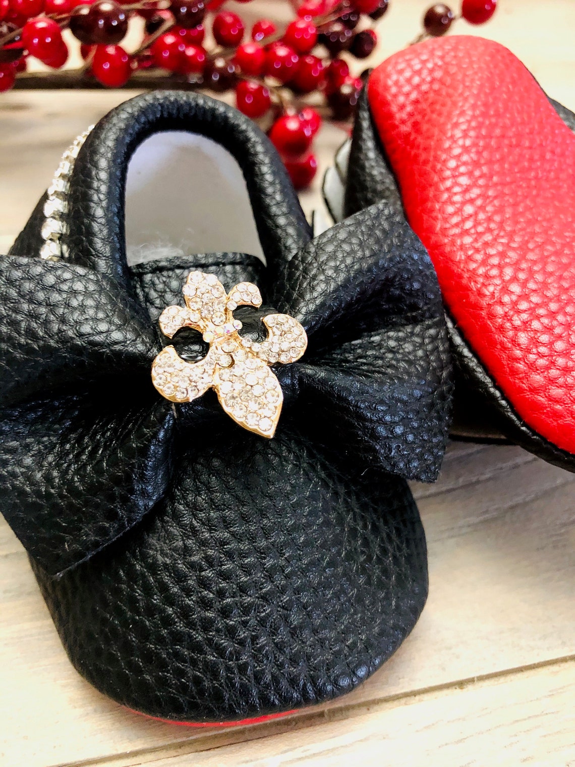 Red Bottom Baby girl shoes Baby Girl Red bottom Moccasin Etsy