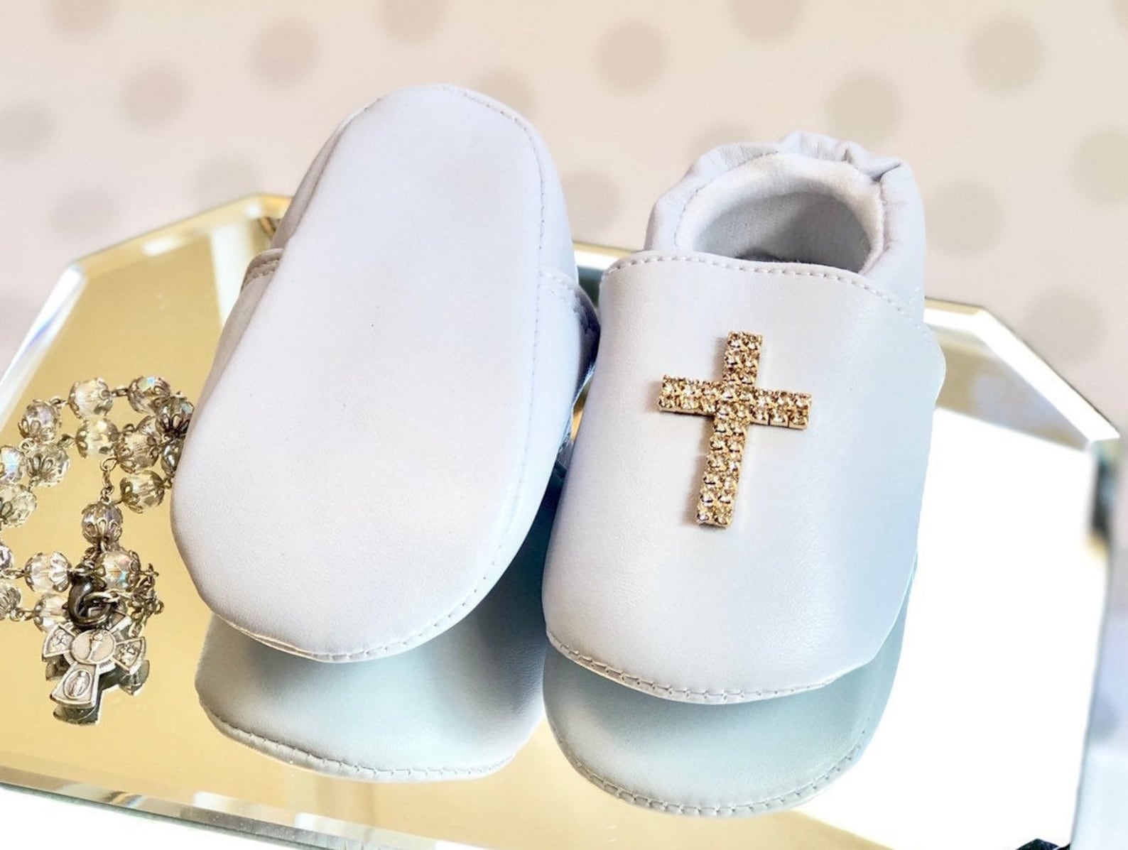 Baby Boy Baptism Shoes Baby Boy Gold Cross Booties Boy Etsy