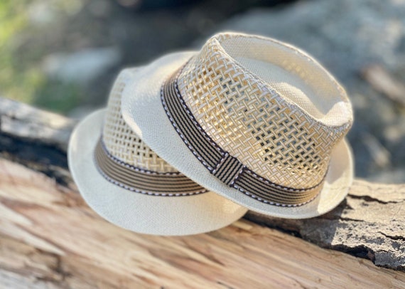 2019 Summer British Belt Vintage Trilby Flat Brimmed Straw Hat Shading Sun Hat Unisex Hat