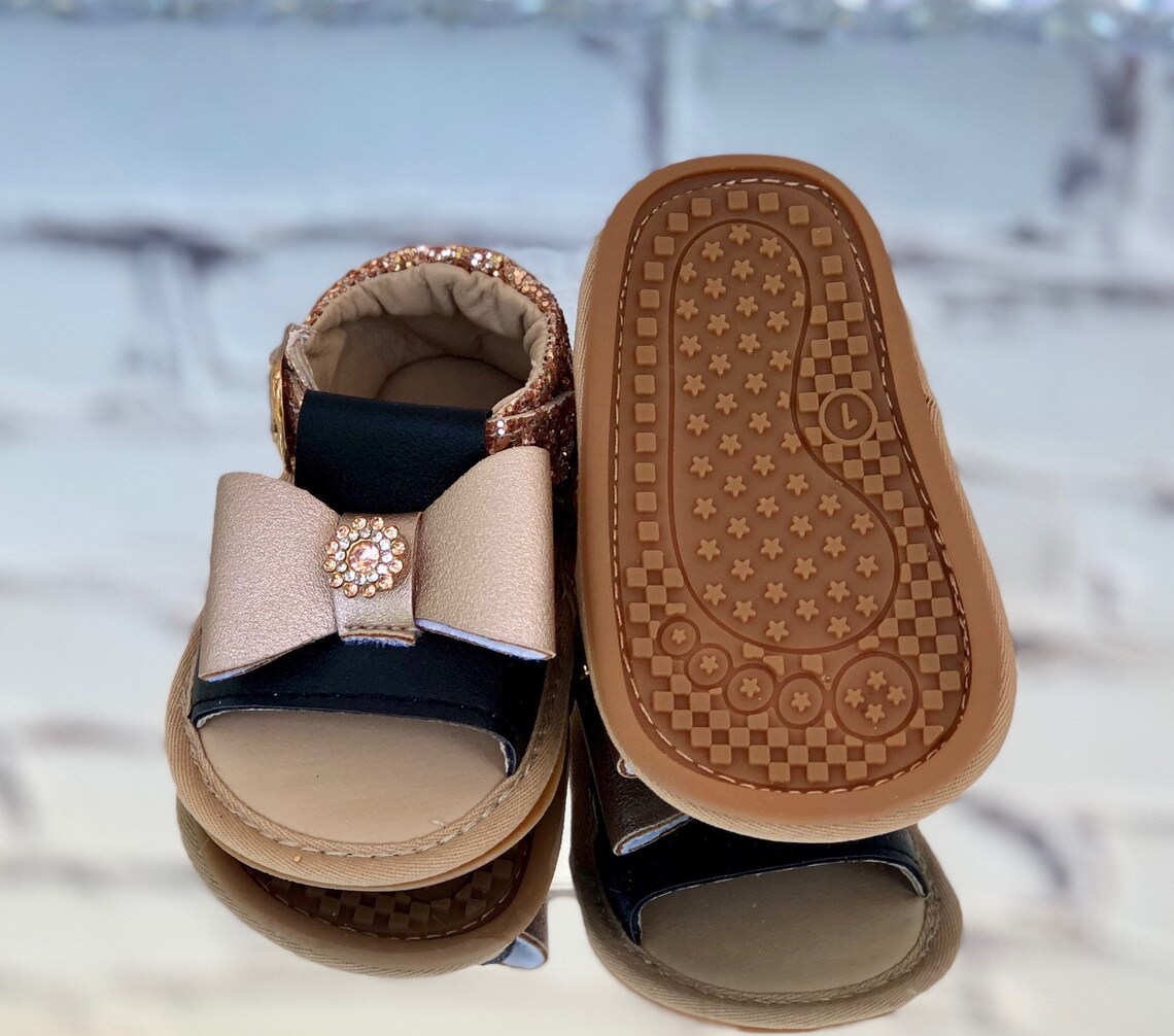 Baby girl rose gold sequin sandals Glitter Baby Sandals 1st Etsy