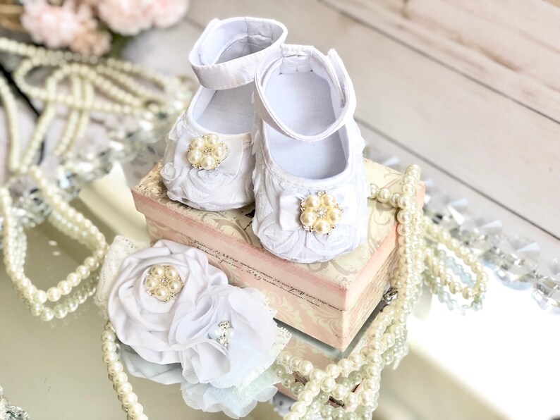 Baby Girl Shoe and Headband Set Rosette Baby Girl Crib Shoes Etsy
