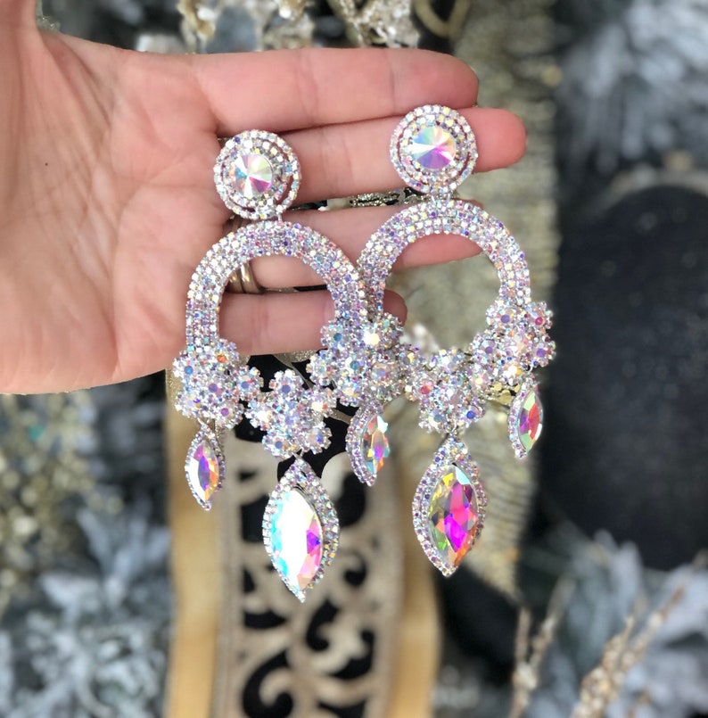 Womens Oversized Pageant Earrings Large Prom Earrings Long | Etsy