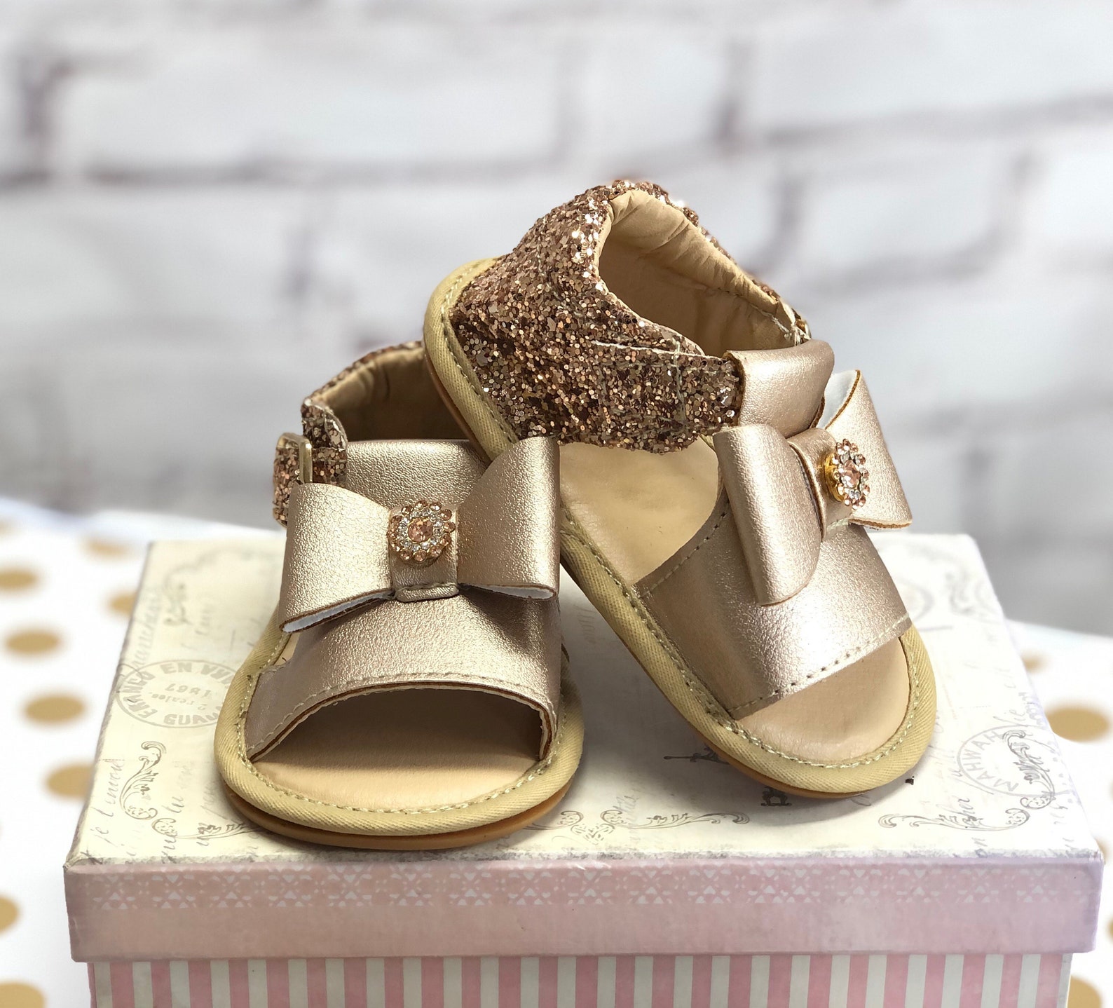 Baby girl rose gold sequin sandals Glitter Baby Sandals 1st Etsy