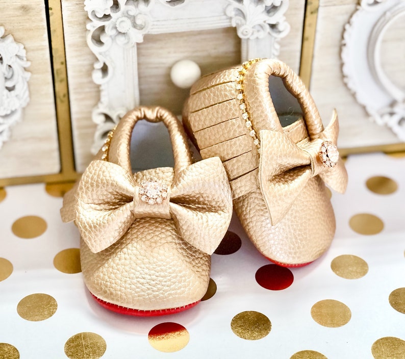 Red Bottom Baby Girl Shoes Baby Girl Red Bottom Moccasin Etsy