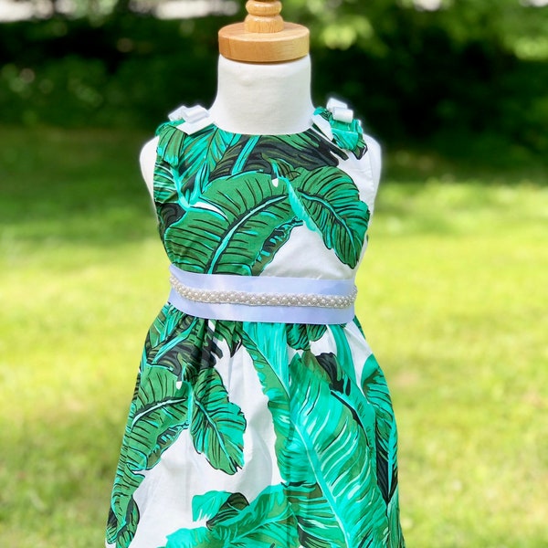 Bella Kids Beach Dress Palm Tree Print