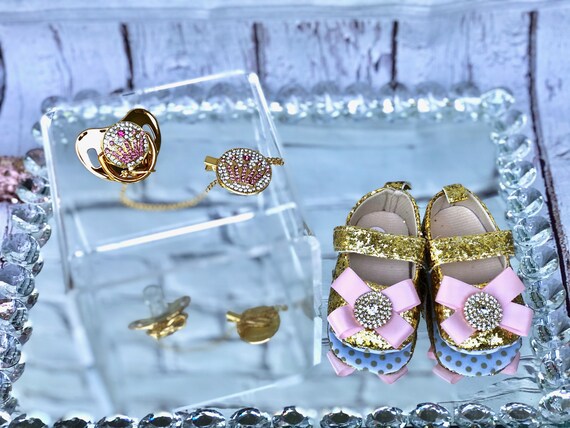 gold sequin baby shoes