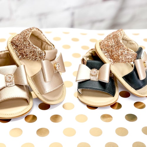 Baby Girl Rose Gold Sequin Sandals Glitter Baby Sandals 1st Etsy