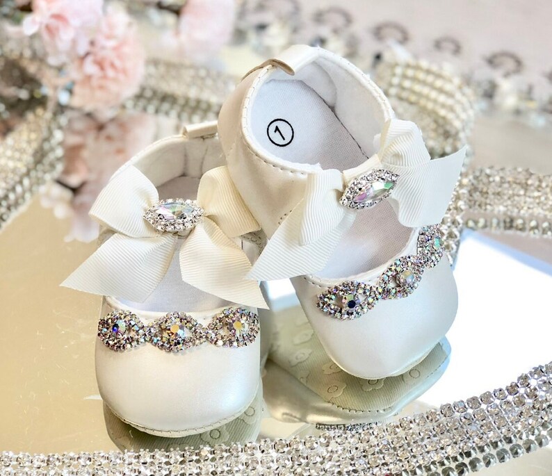 Baby Girl Gold Rhinestone Shoes Baptism Rhienstone Shoes Etsy