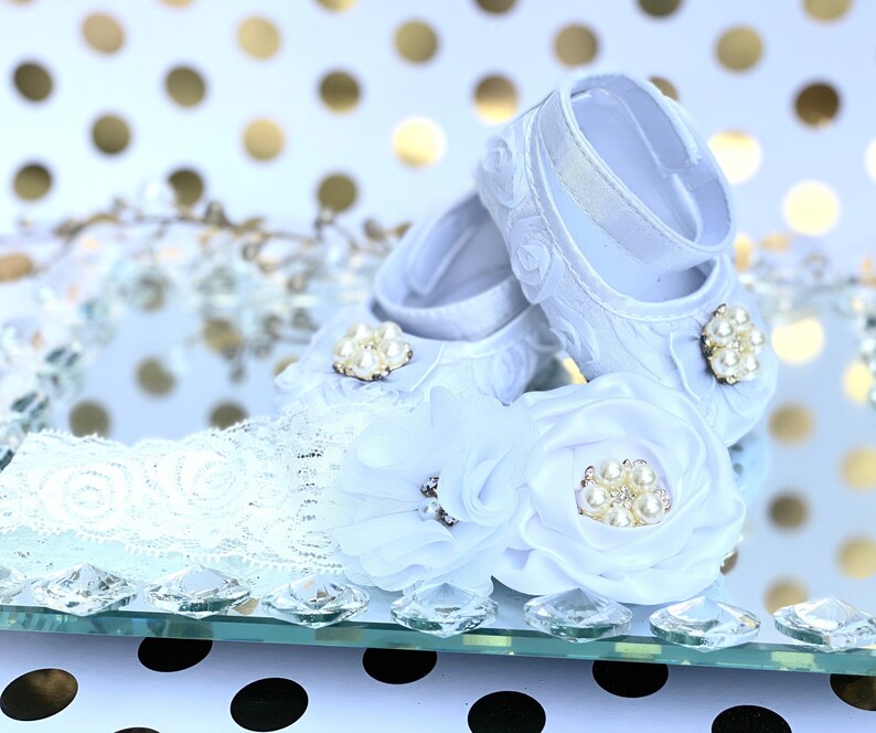 Baby Girl Shoe and Headband Set Rosette Baby Girl Crib Shoes Etsy
