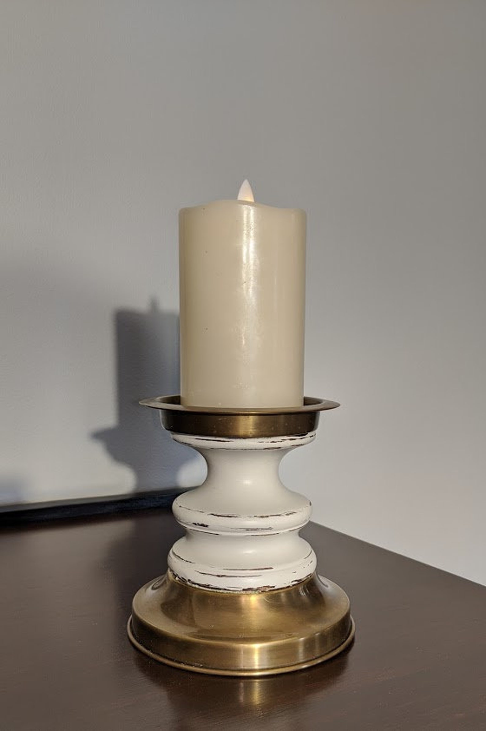 Rustic Farmhouse Distressed Candle Holders White Etsy