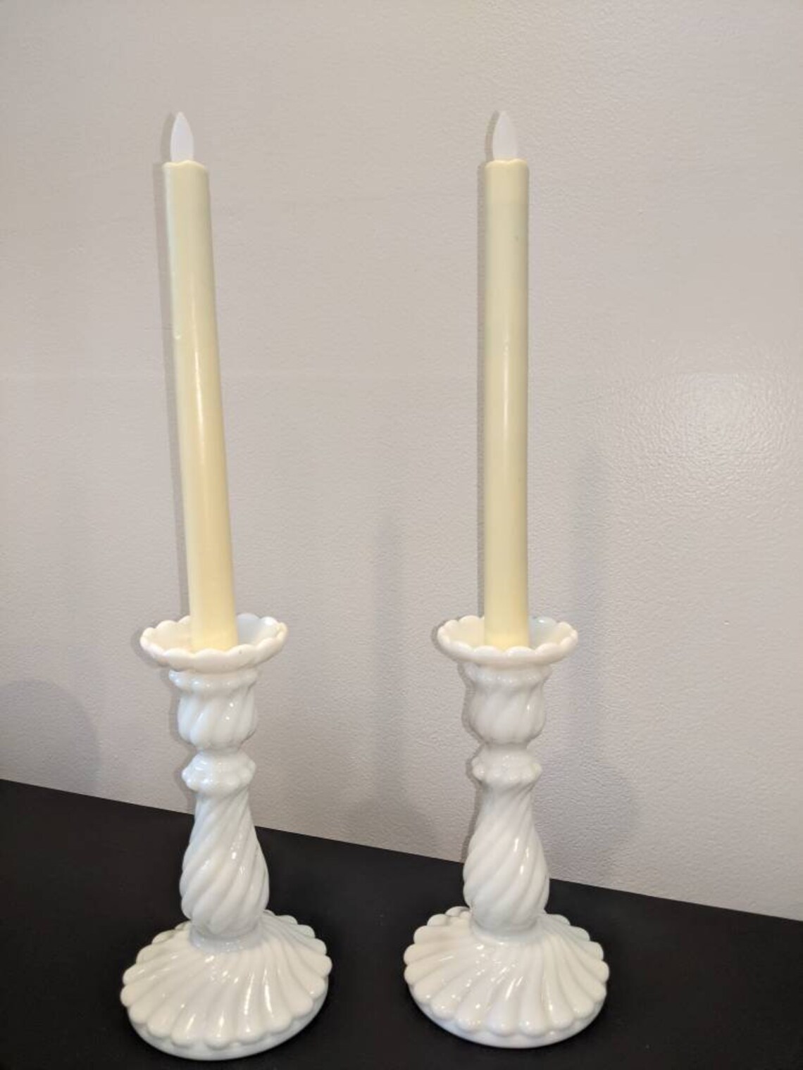 Swirl Taper Candle Holders Pair Etsy