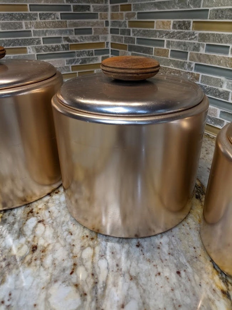 Vintage Mirror Rose Gold Canister Set of 4 Rose Gold Aluminum Etsy