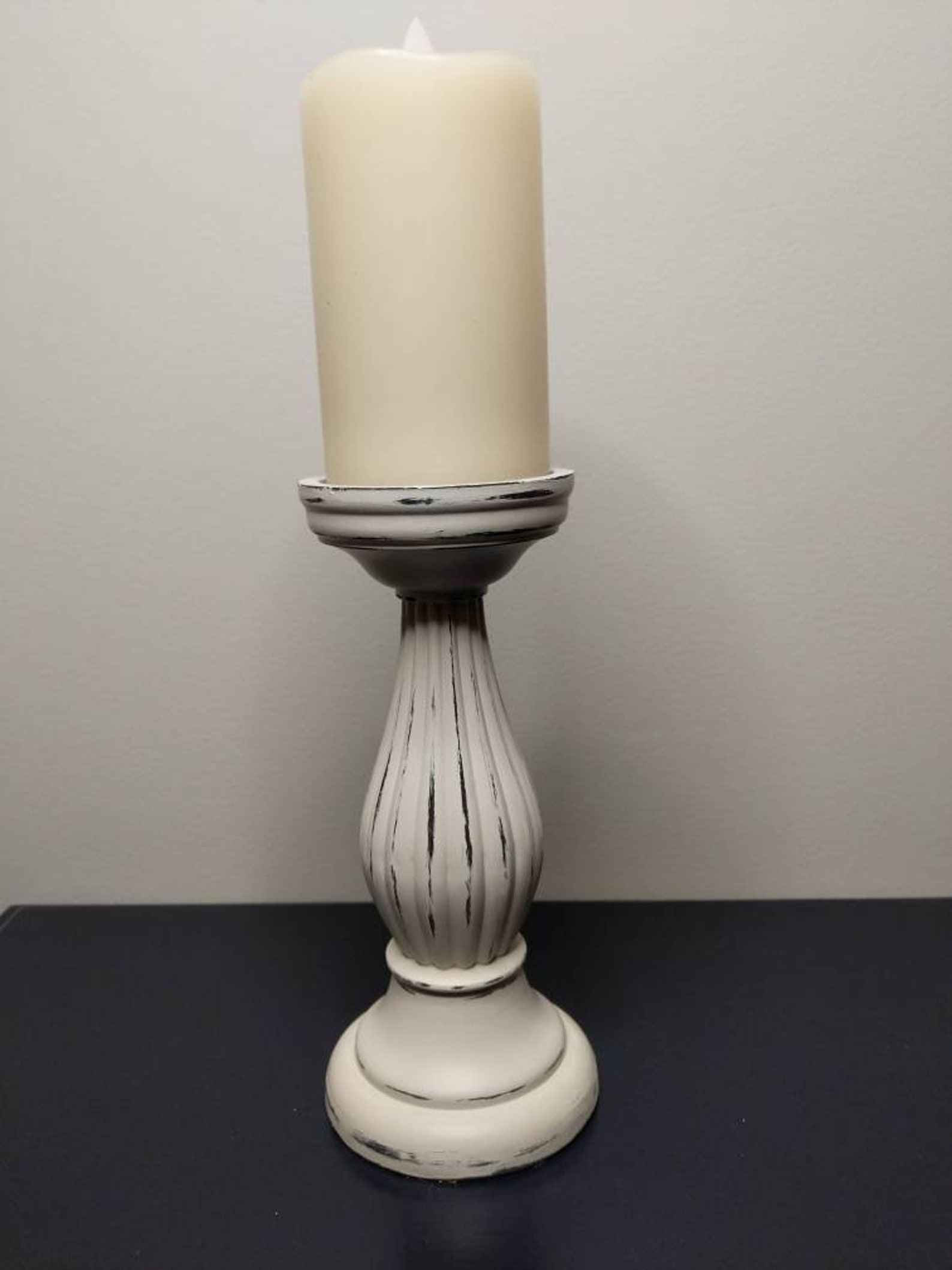 Rustic Farmhouse Distressed Candle Holders White Etsy