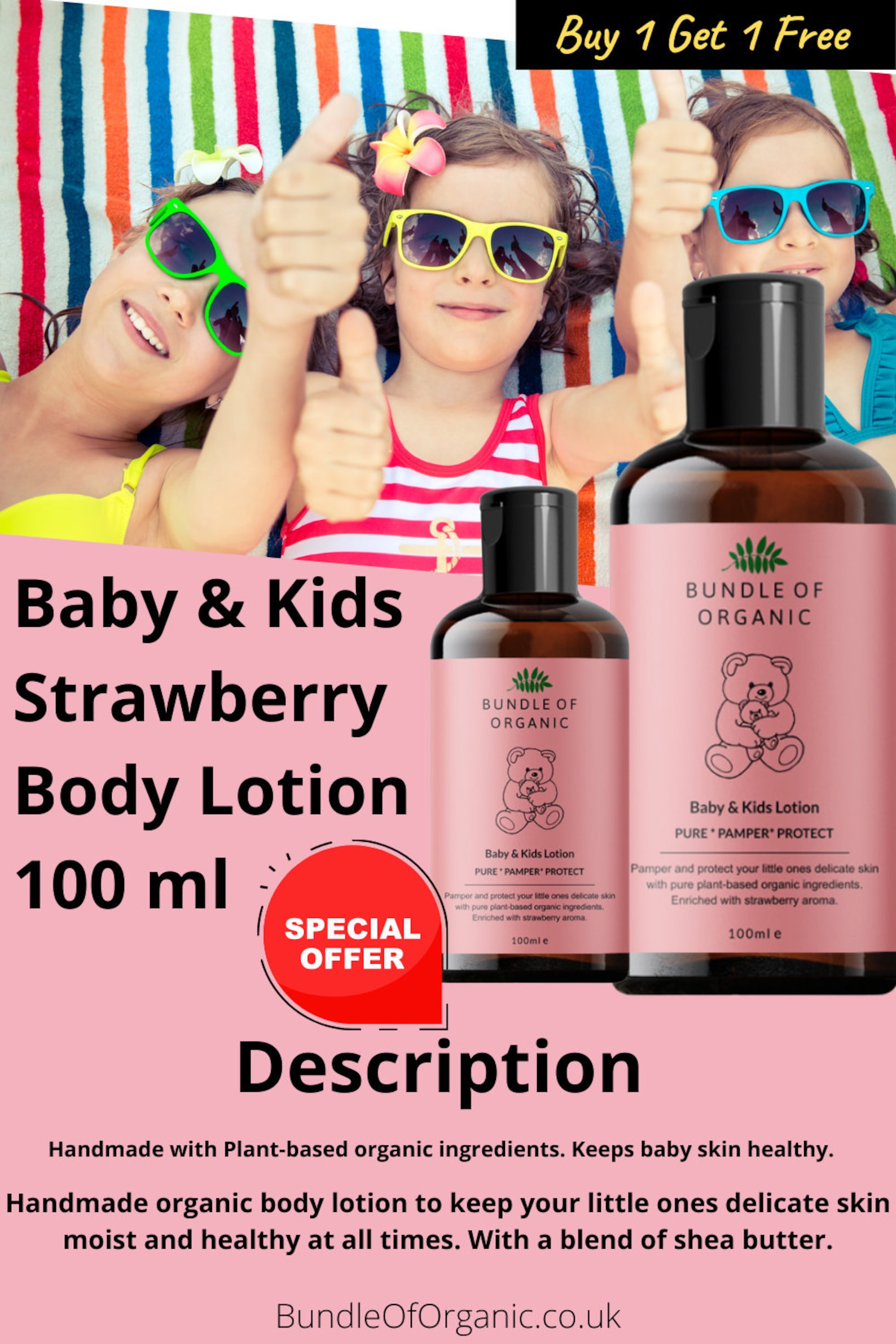 Baby and Kids Body Lotion 100 Ml. Natural Beauty. Natural Moisturizer