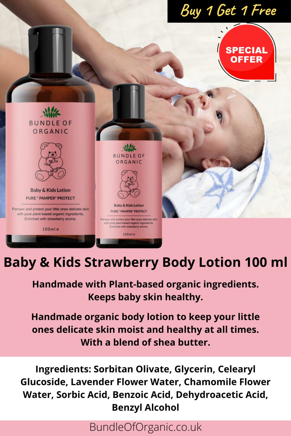 Baby and Kids Body Lotion 100 Ml. Natural Beauty. Natural Moisturizer