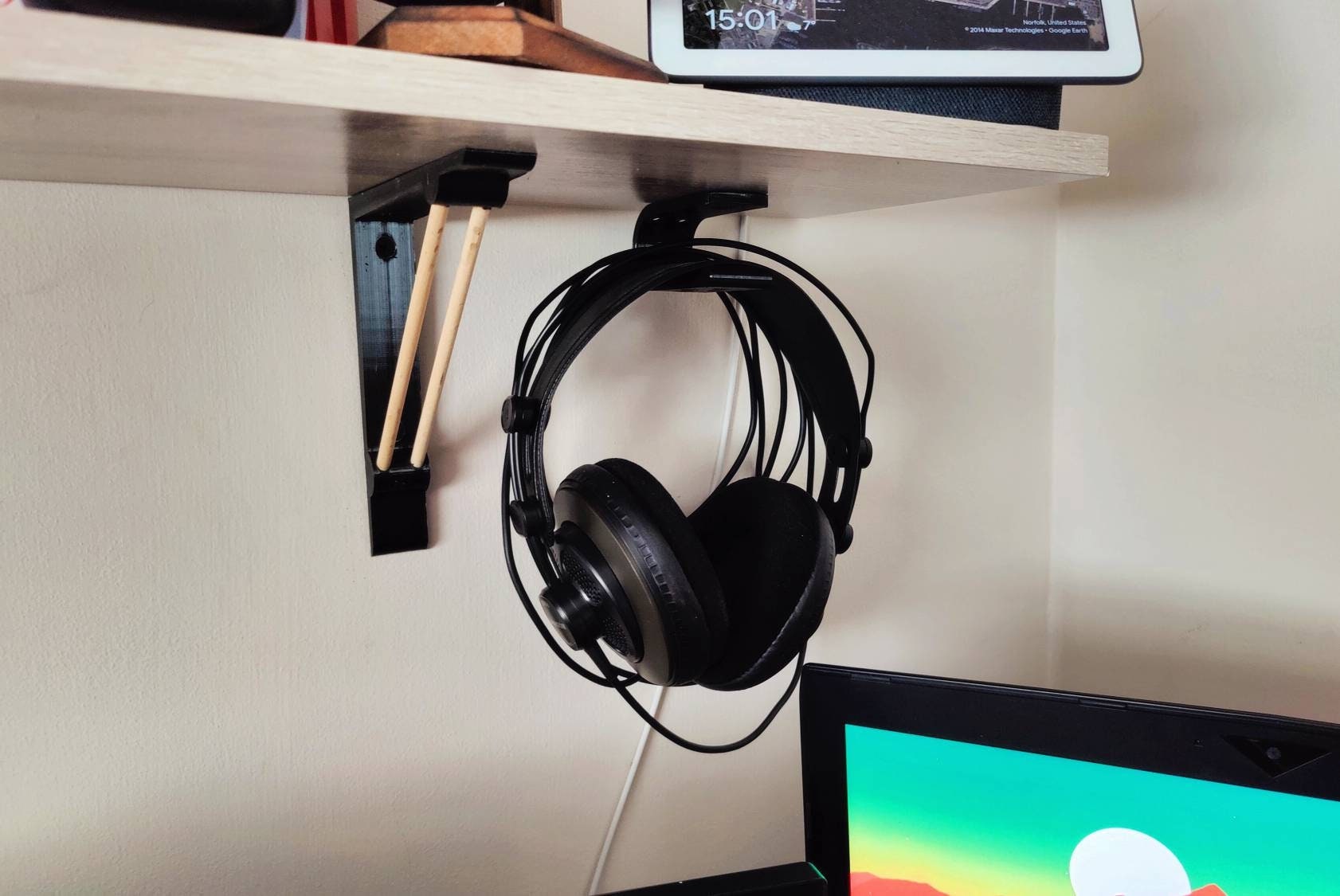 Under Desk Headphone Hook Diy Headphone Wall Mount Headphone