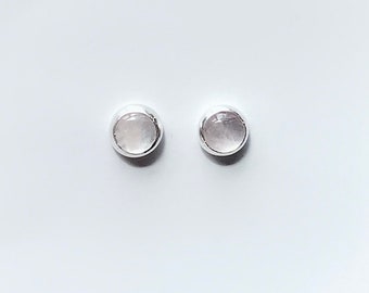 Rose Quartz Round Stud Earrings - Sterling Silver Post Earrings 4mm, 5mm