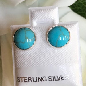 5mm, 8mm Kingman Turquoise Stud Earrings - Natural Turquoise Sterling Silver Post Earrings