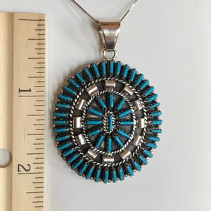 Turquoise Pendant Sterling Silver - Needle Point Pendant - Sleeping Beauty Pendant - Cluster Pendant image 3