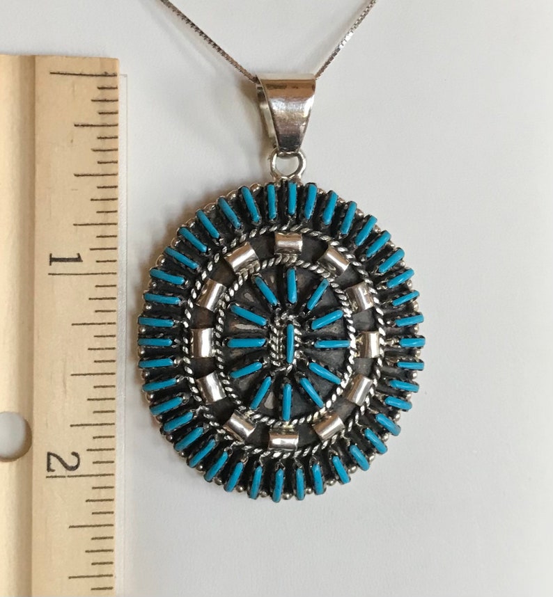 Turquoise Pendant Sterling Silver - Needle Point Pendant - Sleeping Beauty Pendant - Cluster Pendant image 3