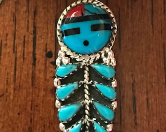 Ciondolo multicolore - Intarsio turchese con corallo rosso, onice nero - Ciondolo Sunface per collana