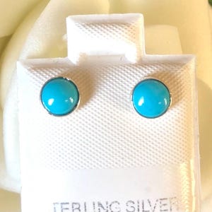 5mm, 6mm Sleeping Beauty Stud Earrings - Natural Turquoise Sterling Silver Post Earrings