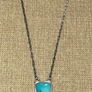Turquoise Bar Necklace - Sterling Silver Turquoise Bar Necklace.