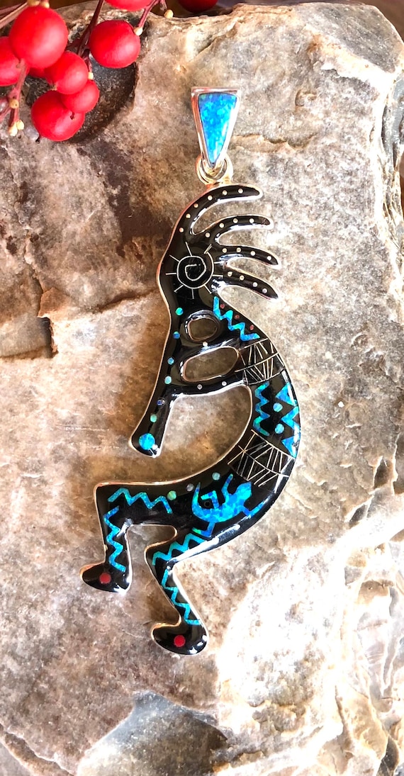 Inlay Multicolor Kokopelli Pendant Galaxy Kokopelli Sterling Silver Pendant Micro Inlayed Kokopelli Pendant for Necklace Etsy
