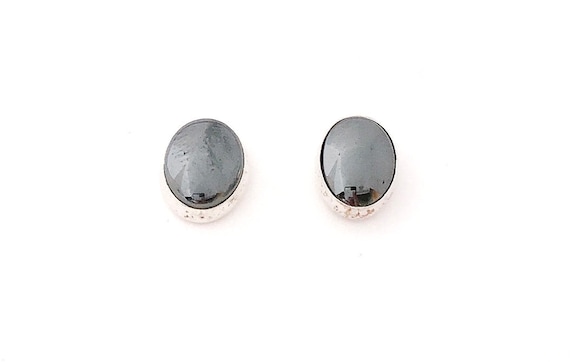 Hematite Stud Sterling Silver Post Earrings 5x7mm 7x9mm Etsy Canada