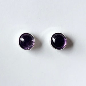 Amethyst Stud Sterling Silver Post Earrings 4mm, 6mm
