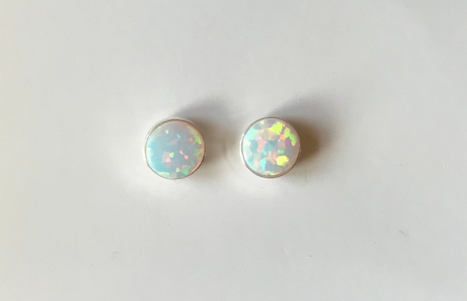 Sterling Silver White Opal Earrings main image 1