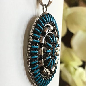 Turquoise Pendant Sterling Silver - Needle Point Pendant - Sleeping Beauty Pendant - Cluster Pendant image 2