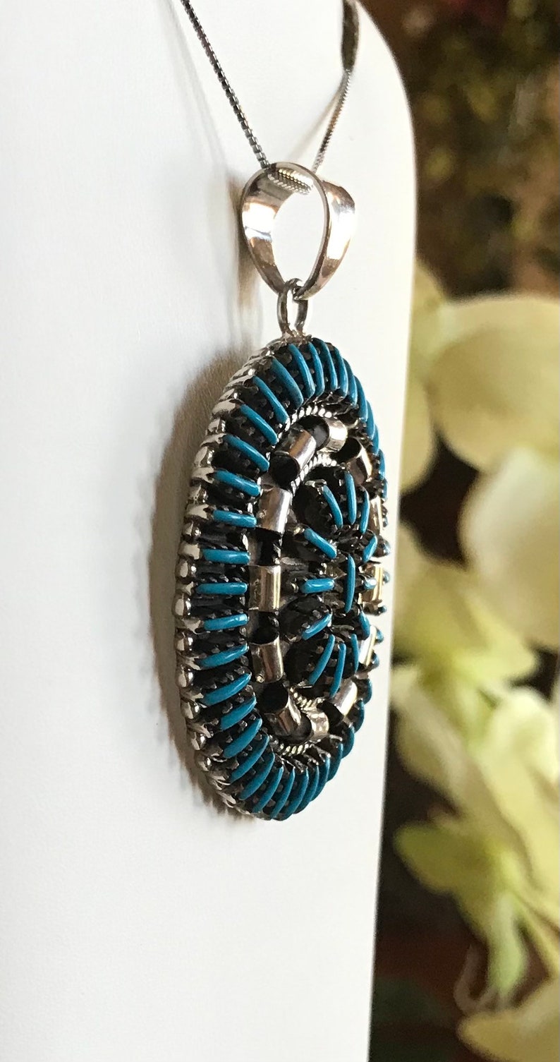 Turquoise Pendant Sterling Silver - Needle Point Pendant - Sleeping Beauty Pendant - Cluster Pendant image 2