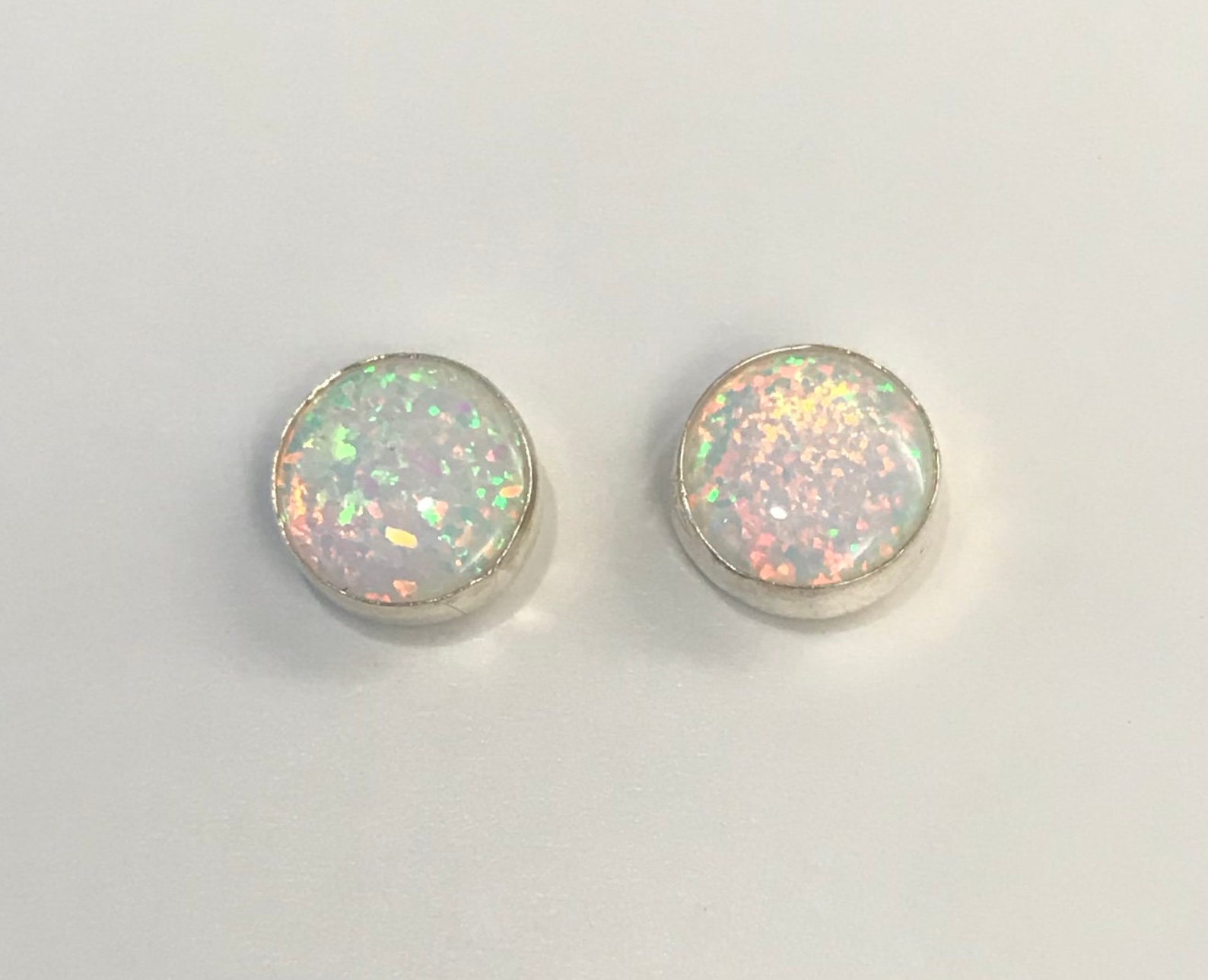 Sterling Silver White Opal Earrings